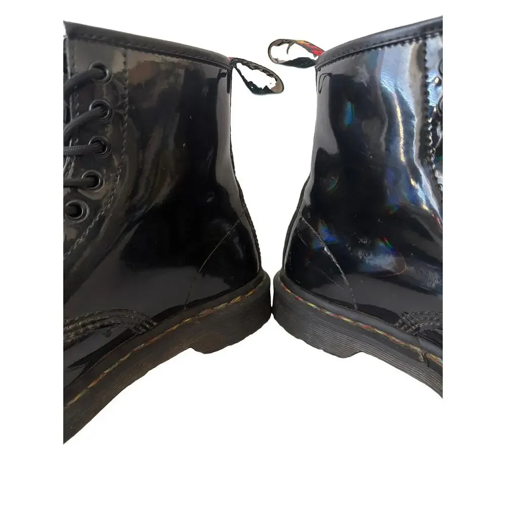 Dr Martens Patent Leather Rainbow US 7 boots 8-eye 1460 doc pride flag stitching